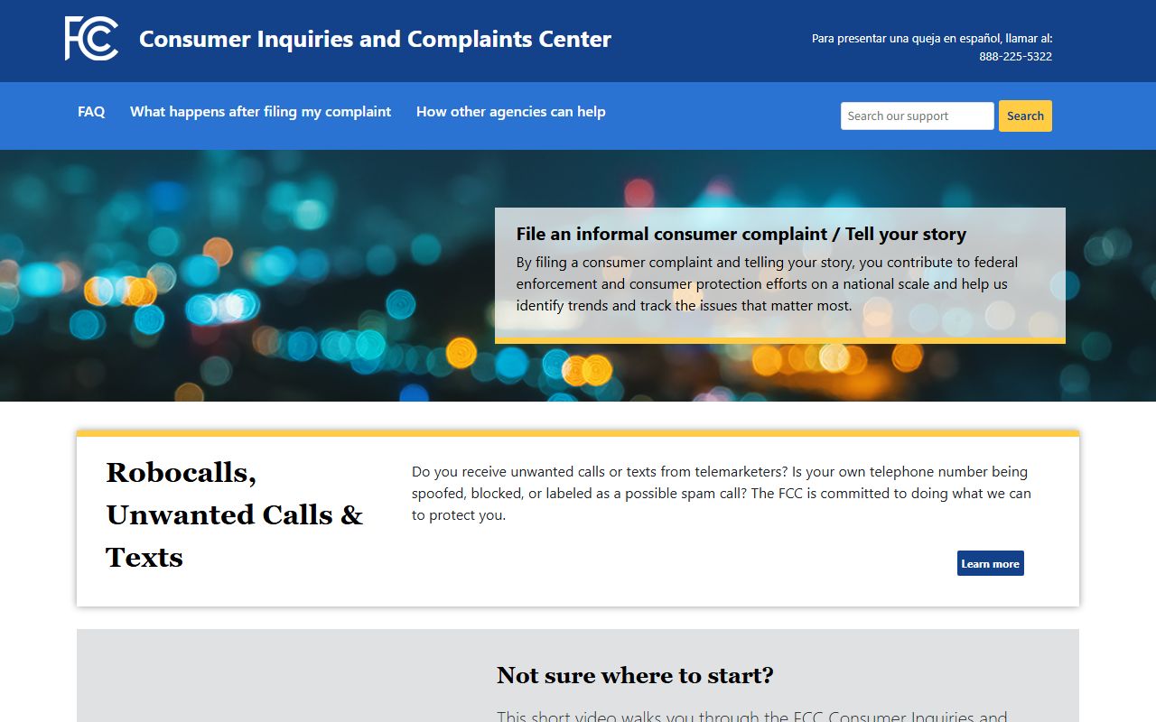 Johnston County phone area code FCC consumer complaints center